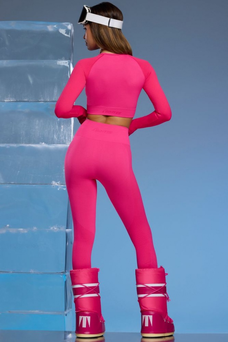 Fuchsia Pink Oh Polly Piste Petite Super Sculpt Base Layer Leggings | BHAI-70938