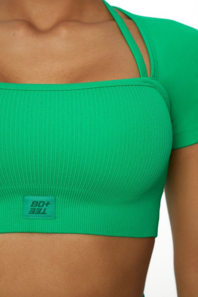 Green Oh Polly High Energy Short Sleeve Crop Top | QWCD-12307