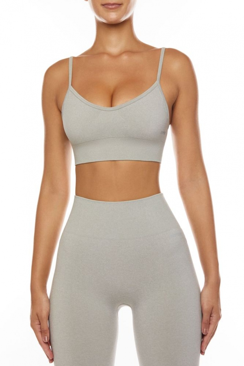 Grey Oh Polly Determination Seamless Scoop Neck Sports Bra | YVLI-95820