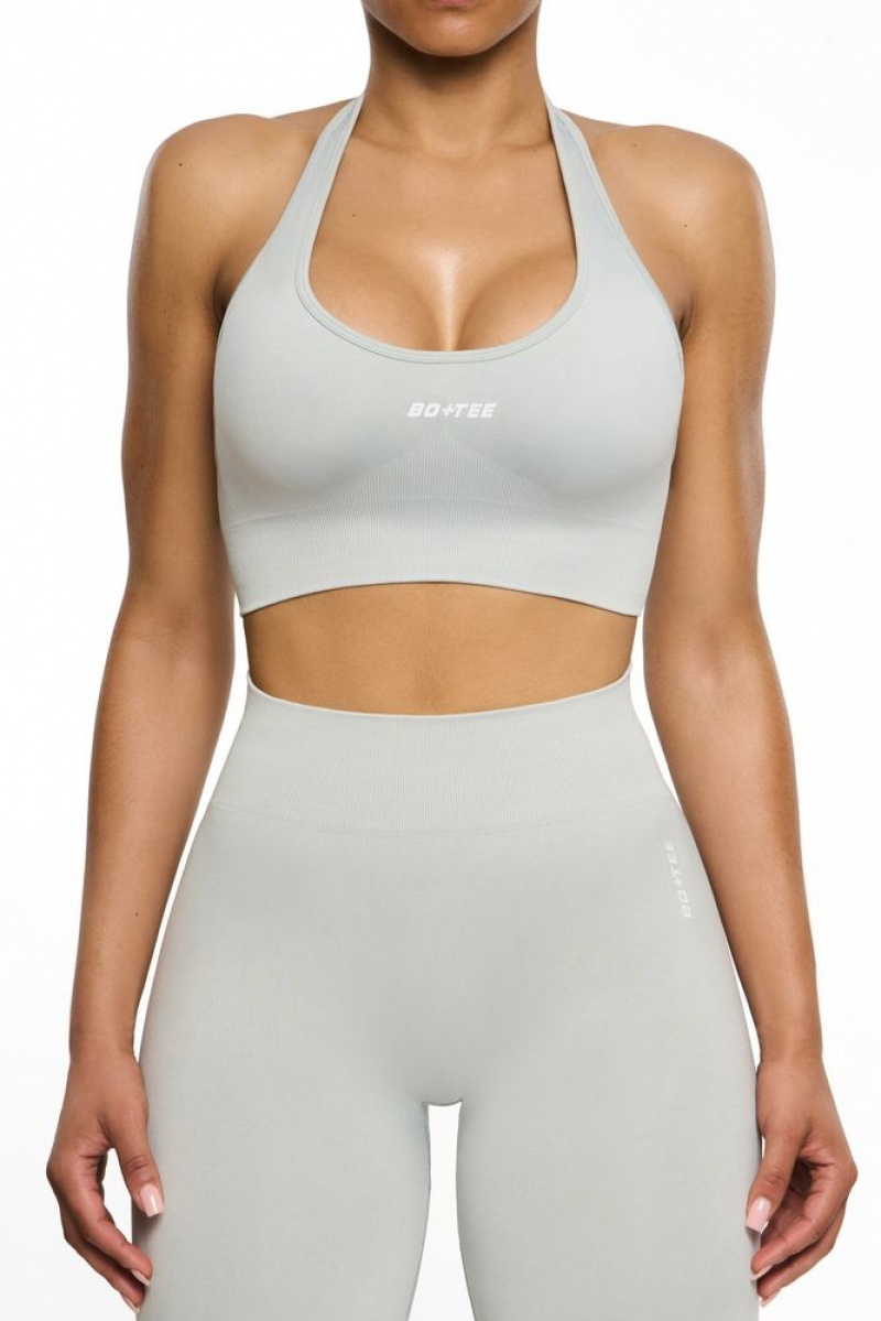 Grey Oh Polly Focused Halter Neck Sports Bra | AXOC-16057