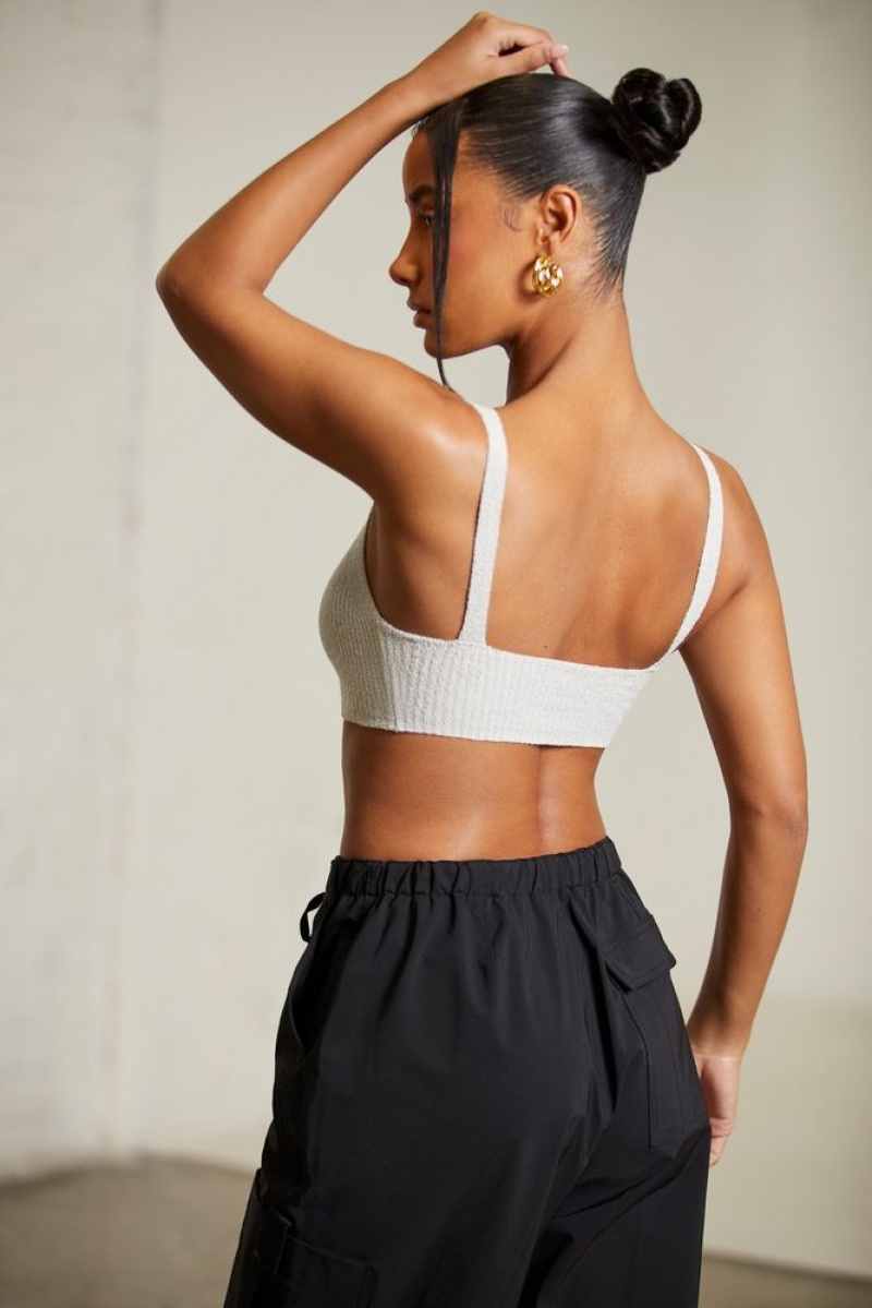 Grey Oh Polly Iola Curved Neck Crop Top | LRIU-51628