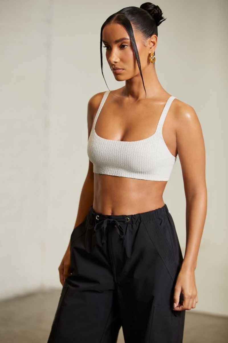 Grey Oh Polly Iola Curved Neck Crop Top | LRIU-51628