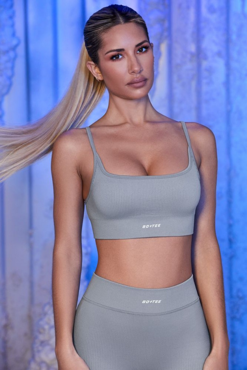 Grey Oh Polly Optimum Strappy Sports Bra | XYMZ-81507