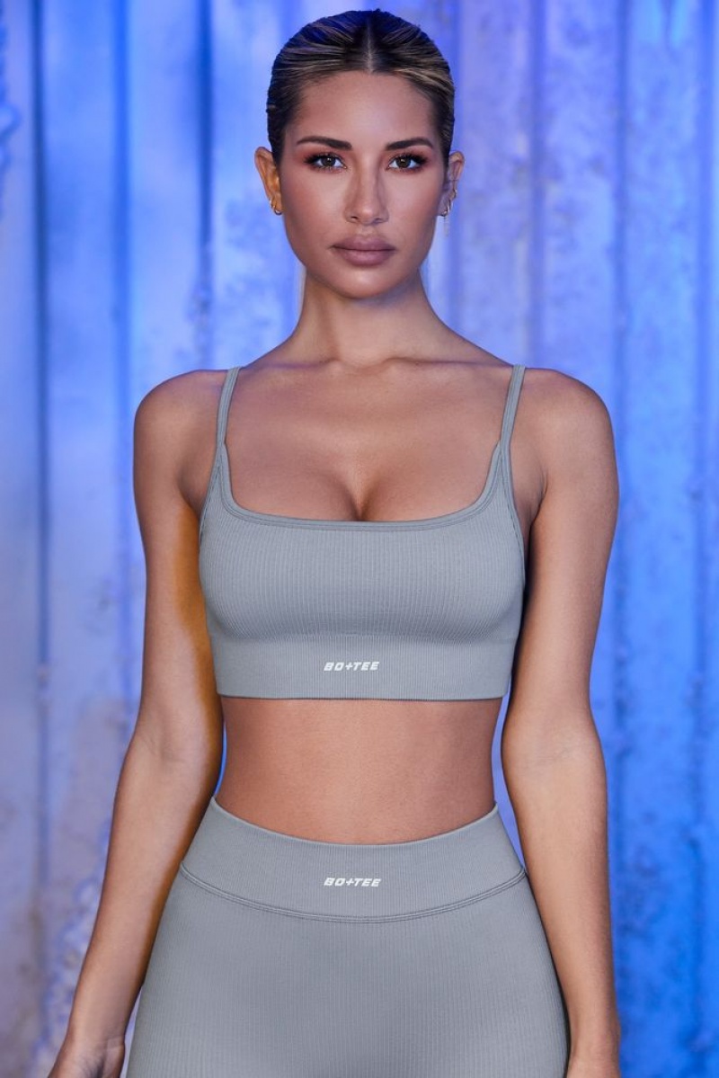 Grey Oh Polly Optimum Strappy Sports Bra | XYMZ-81507