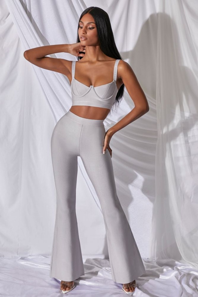 Grey Oh Polly Too Good For You Underwired Bandage Crop Top | AQIJ-25406