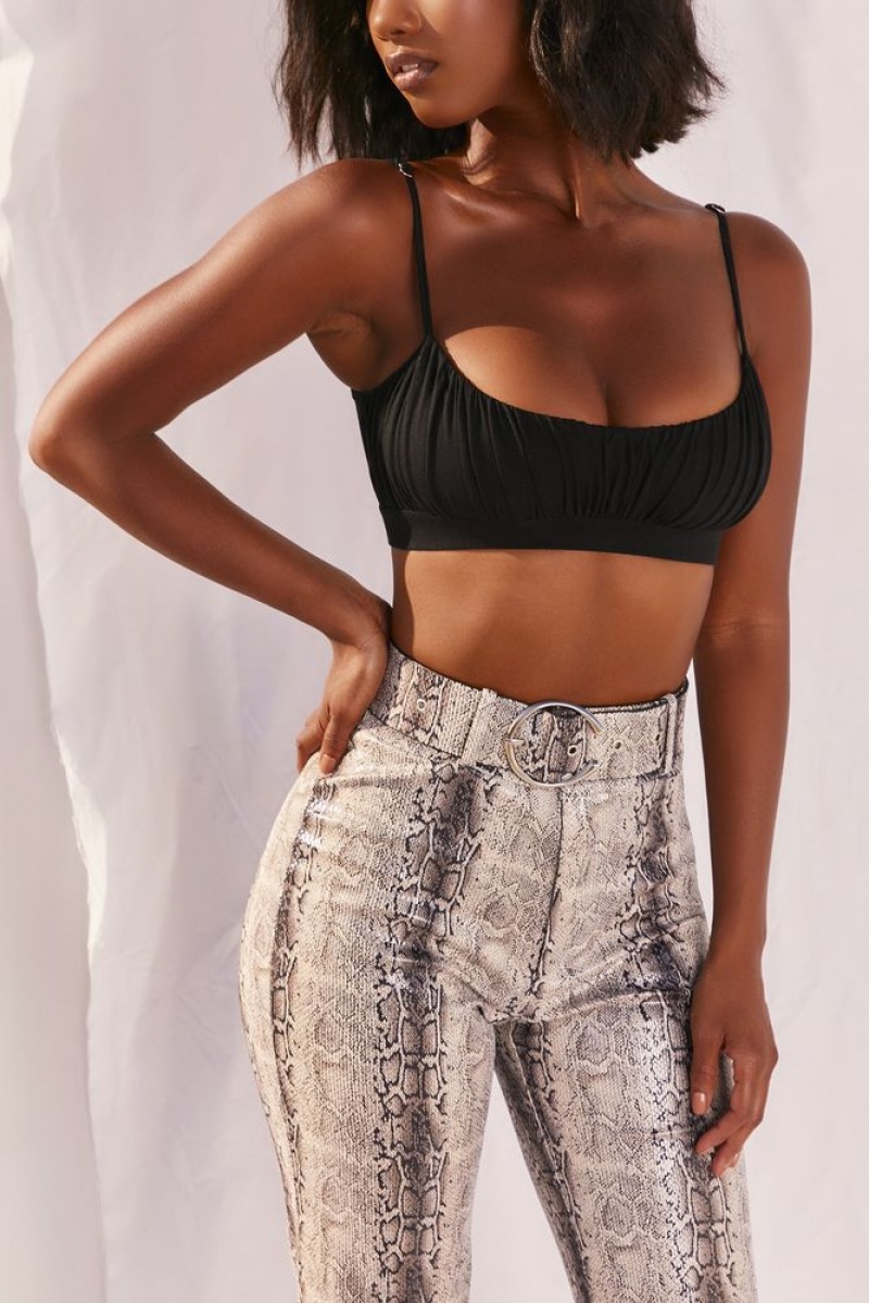 Grey Snake Print Oh Polly Drive ‘Em Wild Petite High Waisted Wide Leg Trousers | SHBD-29483