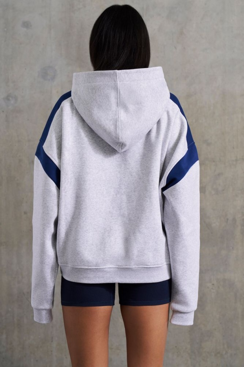 Heather Grey Oh Polly Academic Oversized Hooded Sweatshirt | KQFO-47861