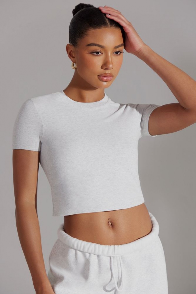 Heather Grey Oh Polly Essence Cap Sleeve Baby Tee | DOBG-96154