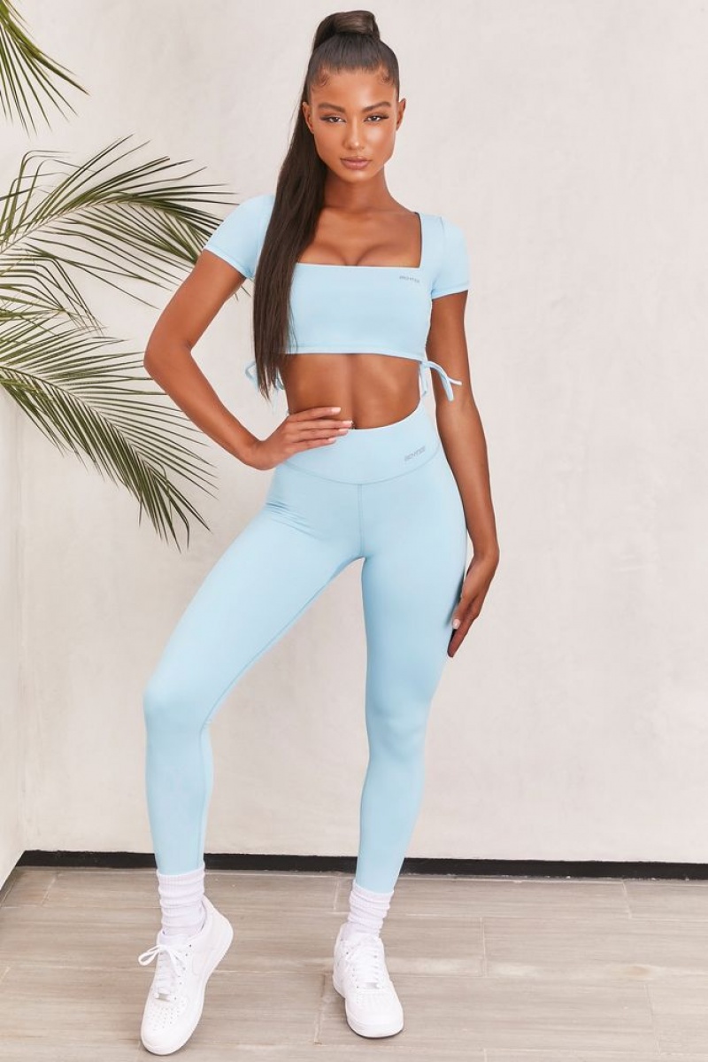 Ice Blue Oh Polly Ambition Slinky Crop Top | PRIH-54871