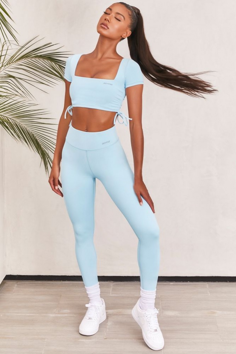 Ice Blue Oh Polly Ambition Slinky Crop Top | PRIH-54871