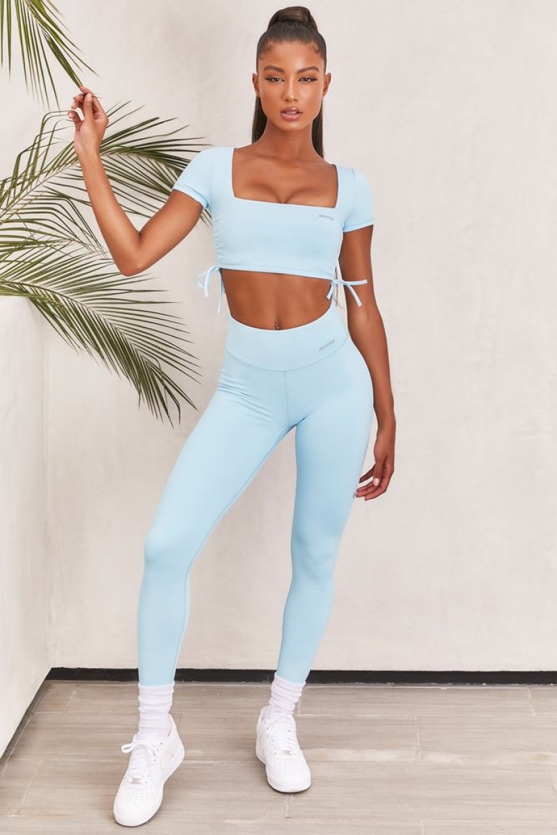 Ice Blue Oh Polly Ambition Slinky Crop Top | PRIH-54871