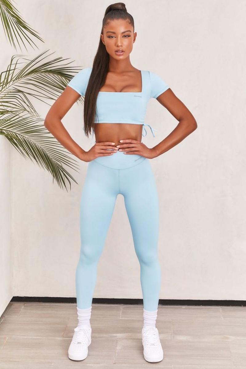 Ice Blue Oh Polly Ambition Slinky Crop Top | PRIH-54871