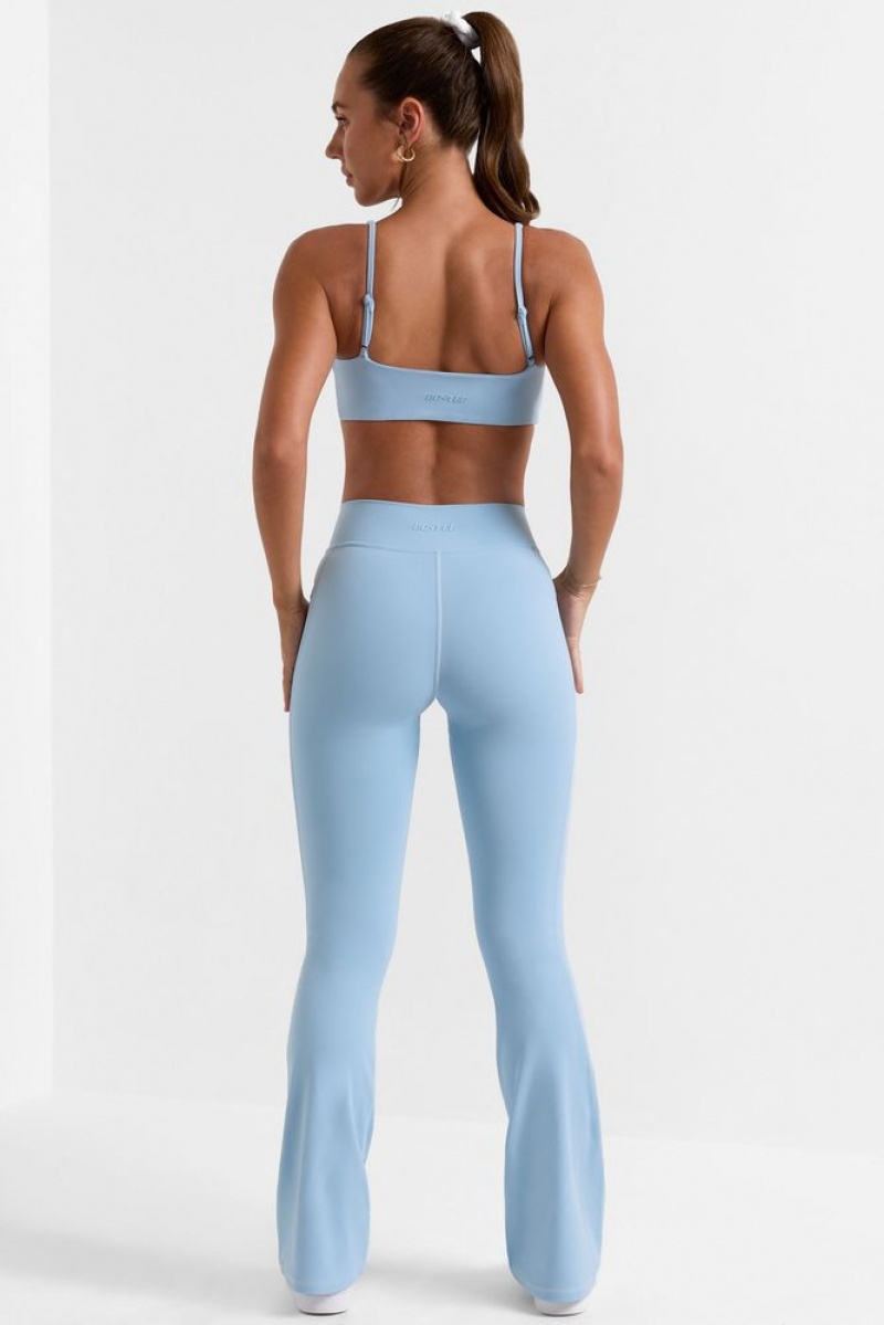 Ice Blue Oh Polly Match Petite Cross Waistband Flare Pocket Leggings | WDOX-40382