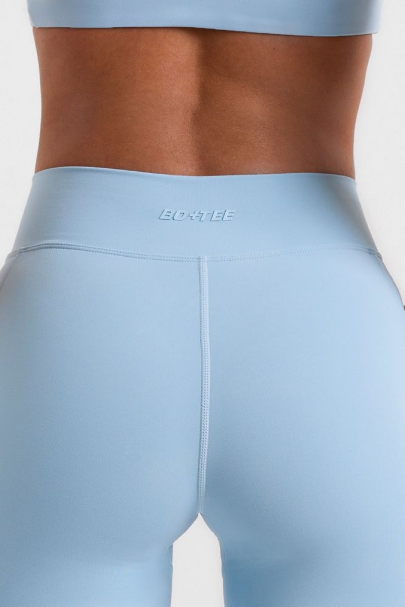 Ice Blue Oh Polly Match Petite Cross Waistband Flare Pocket Leggings | WDOX-40382