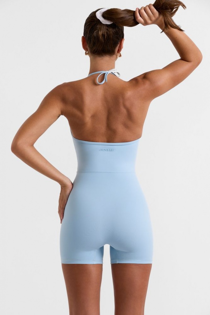 Ice Blue Oh Polly On Court Halterneck Short Unitard | DMSQ-80967