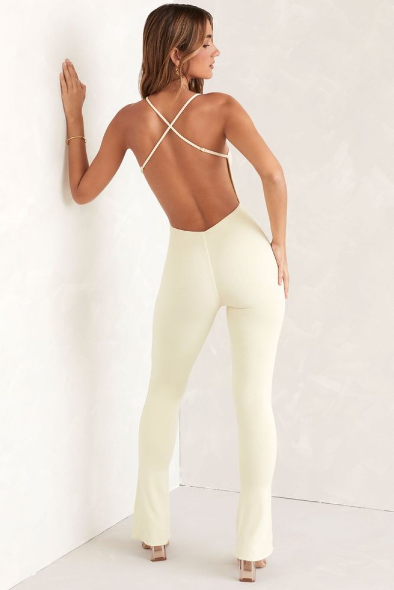 Ivory Oh Polly Neoma Scoop Neck Backless Jumpsuit | BXAI-48051