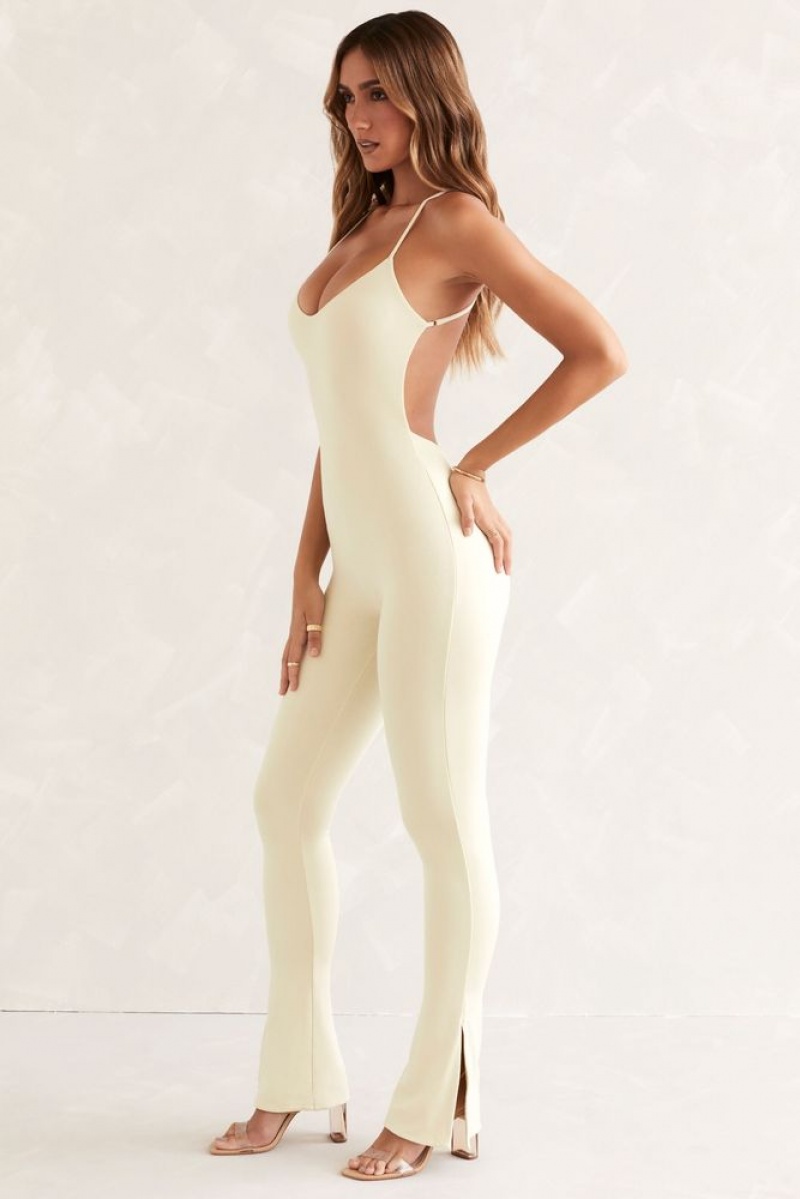 Ivory Oh Polly Neoma Scoop Neck Backless Jumpsuit | BXAI-48051