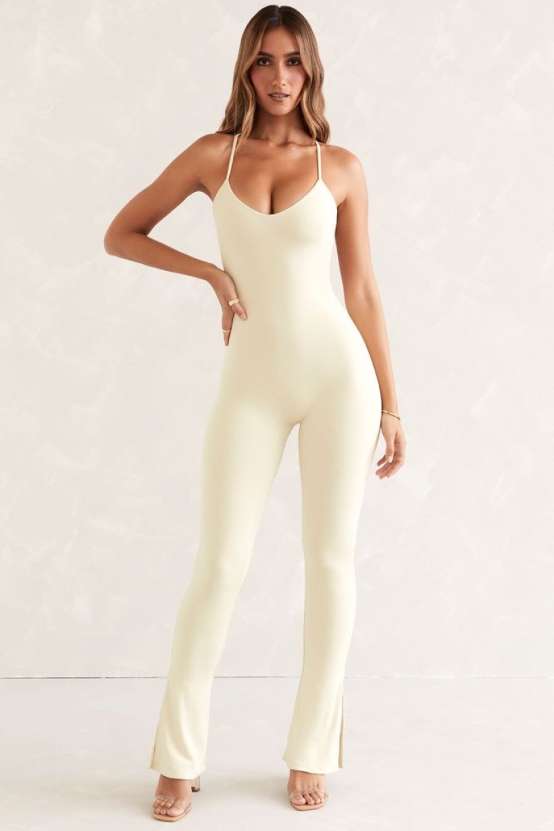 Ivory Oh Polly Neoma Scoop Neck Backless Jumpsuit | BXAI-48051