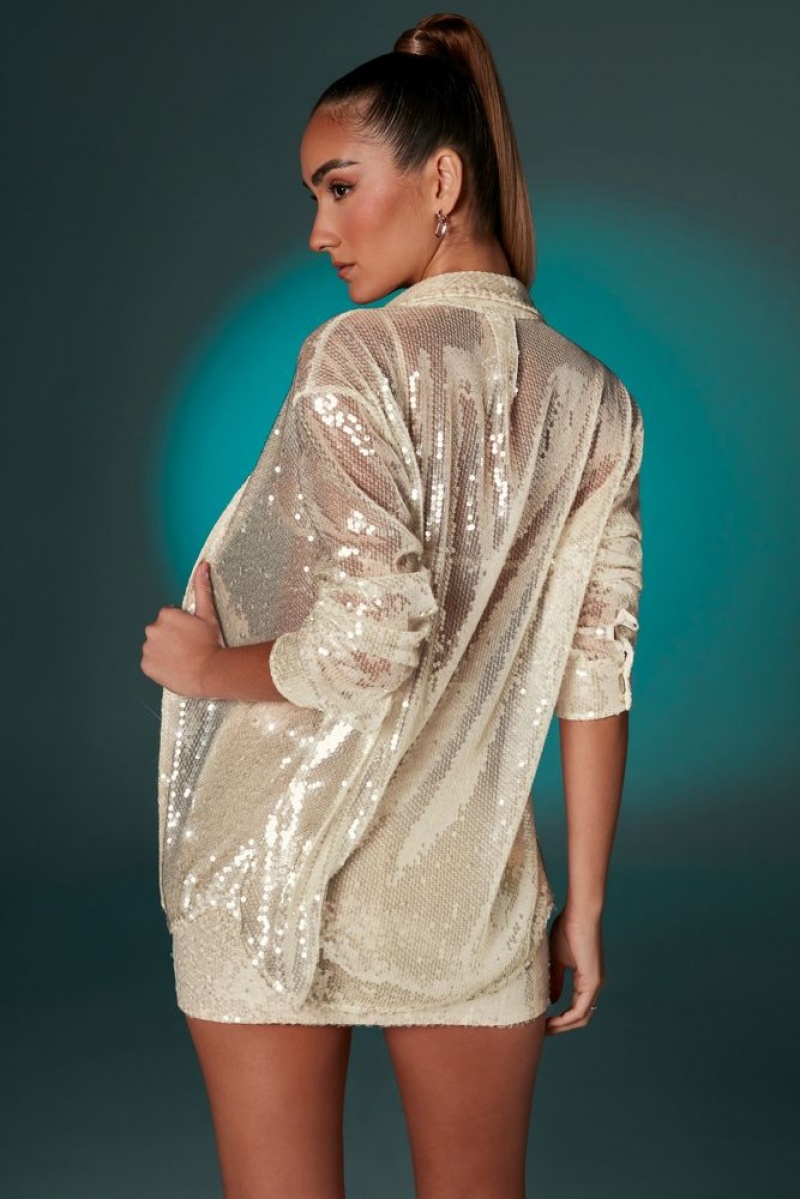 Ivory Oh Polly Stella Sequin Shirt | FKEN-23945