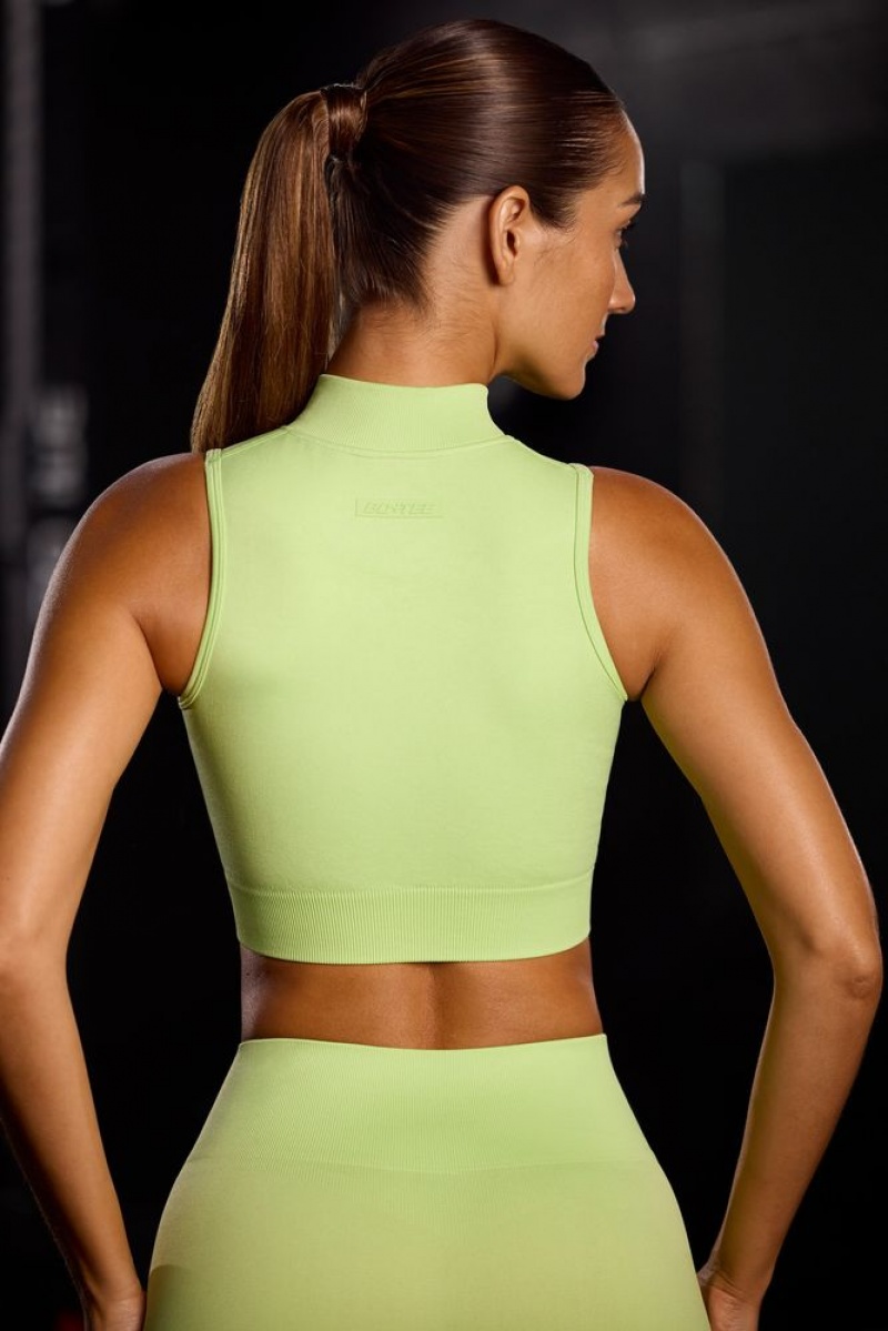 Key Lime Oh Polly Progression Super Sculpt Seamless High Neck Crop Top | BKRJ-98263