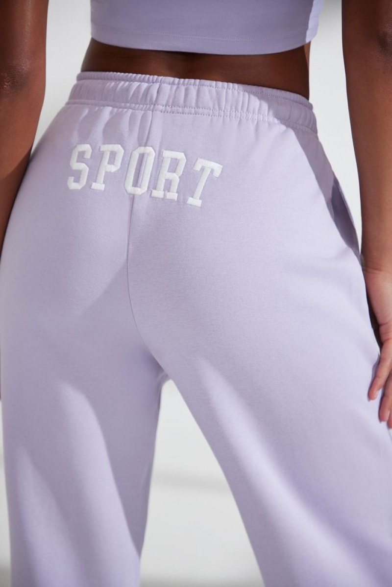 Lavender Oh Polly Athletics Wide Leg Embroidered Back Joggers | NRGB-95027