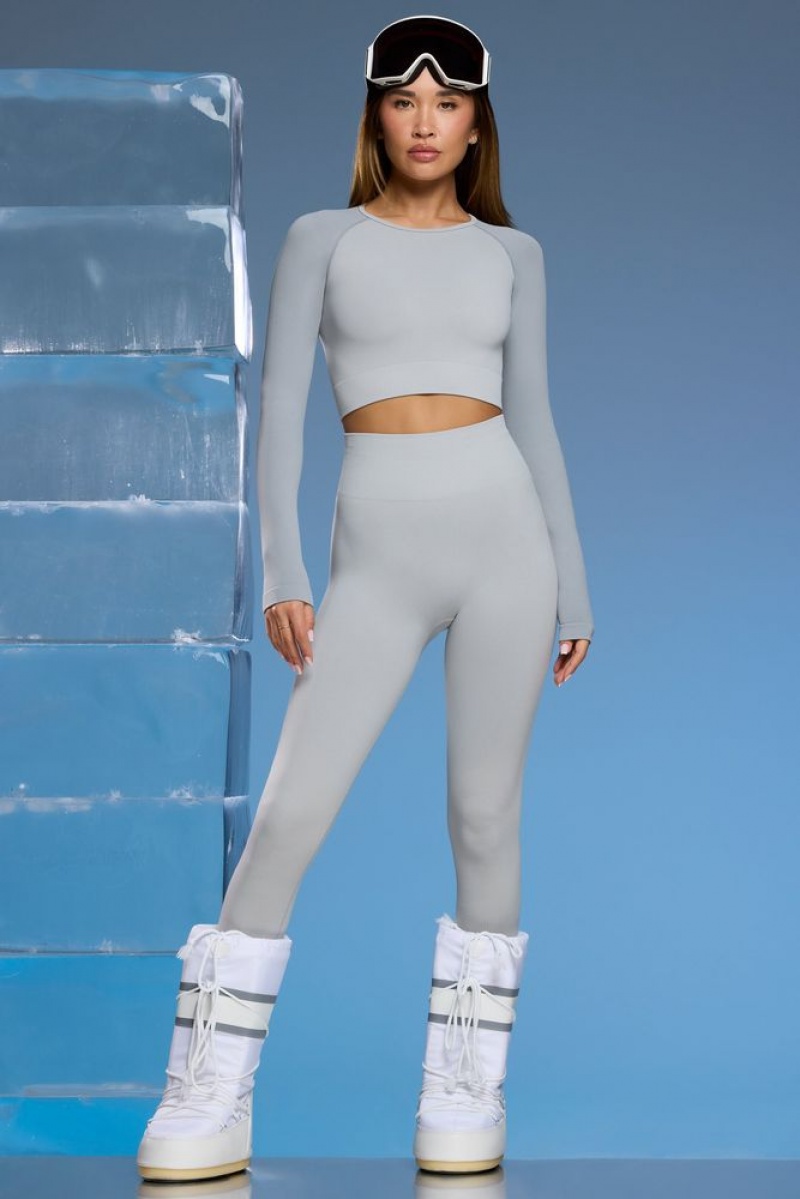 Light Grey Oh Polly Piste Petite Super Sculpt Base Layer Leggings | OCPZ-61395