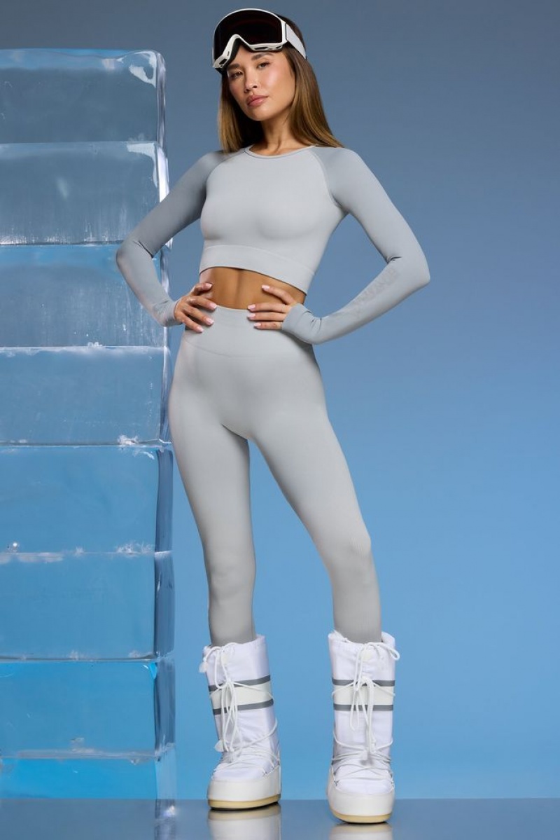 Light Grey Oh Polly Piste Petite Super Sculpt Base Layer Leggings | OCPZ-61395