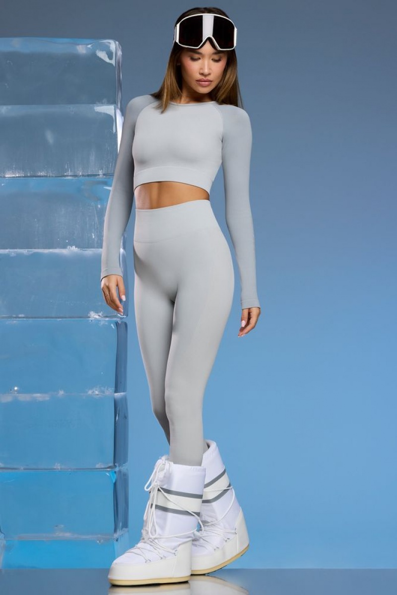 Light Grey Oh Polly Piste Petite Super Sculpt Base Layer Leggings | OCPZ-61395