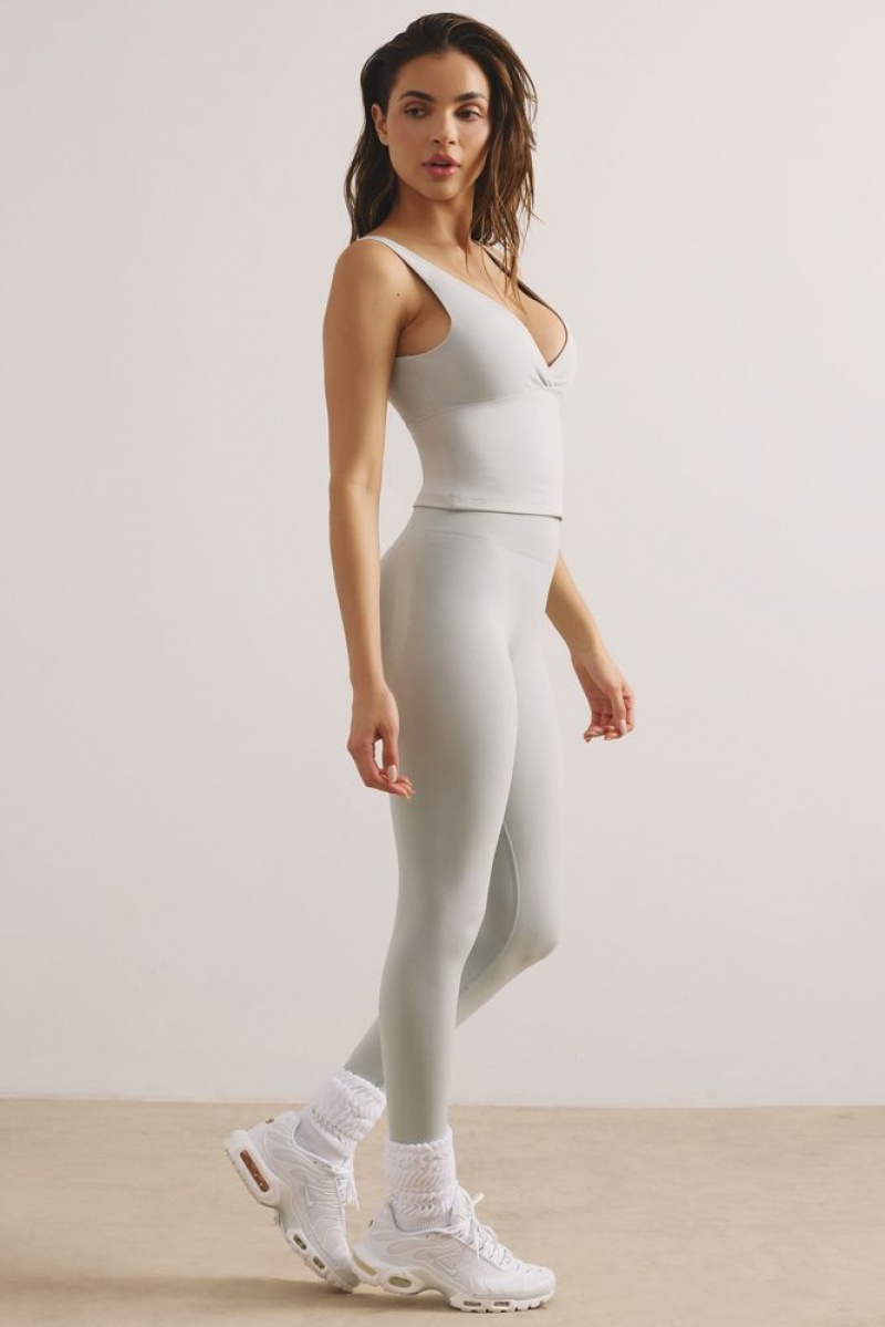 Light Grey Oh Polly Unstoppable Soft Active V-Neck Tank Top | NXZM-36158