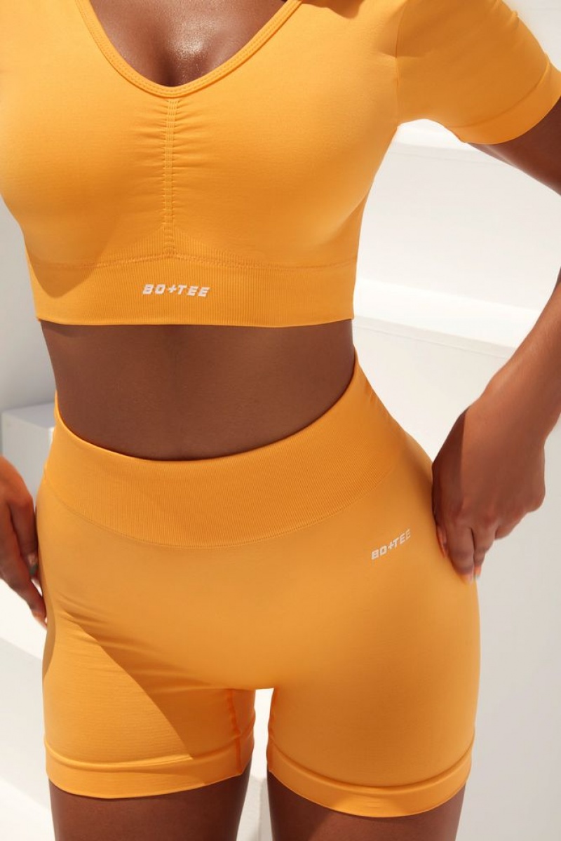 Light Orange Oh Polly Gradient Scoop Neck Ruched Crop Top | SZWY-76498