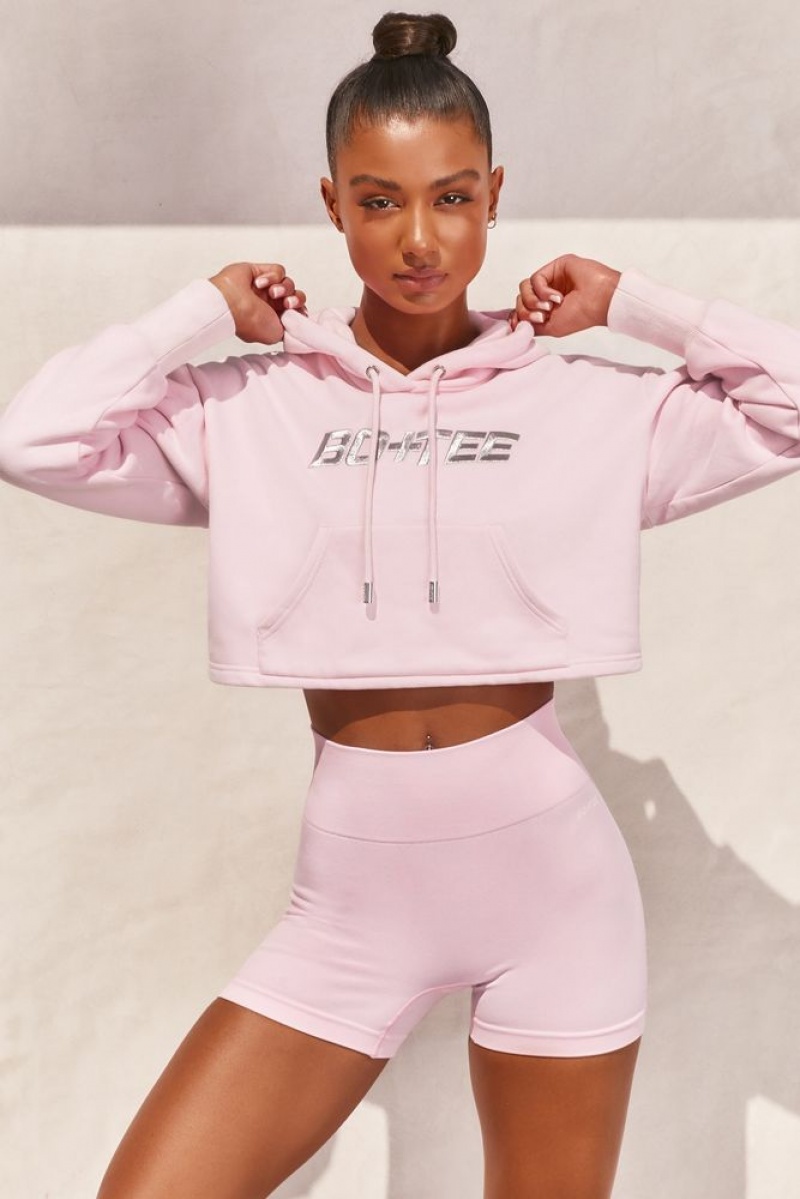 Light Pink Oh Polly Off Duty Cropped Hoodie | PUCL-23761