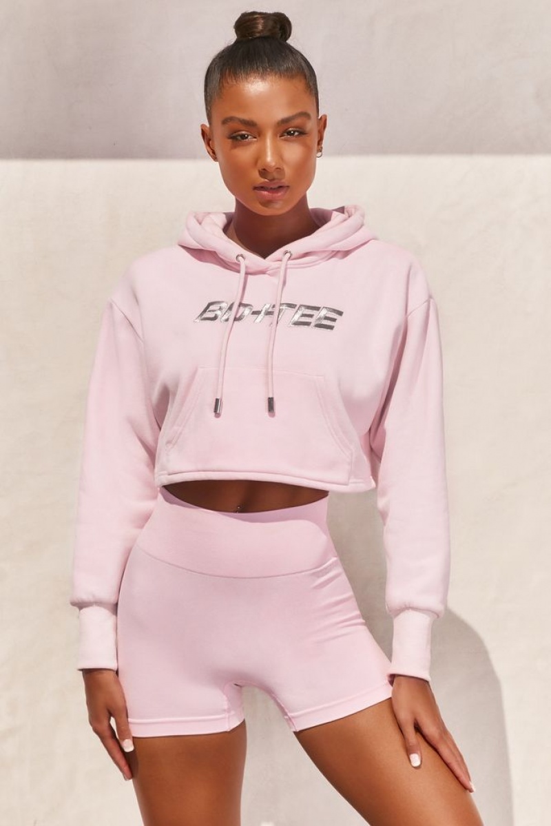 Light Pink Oh Polly Off Duty Cropped Hoodie | PUCL-23761