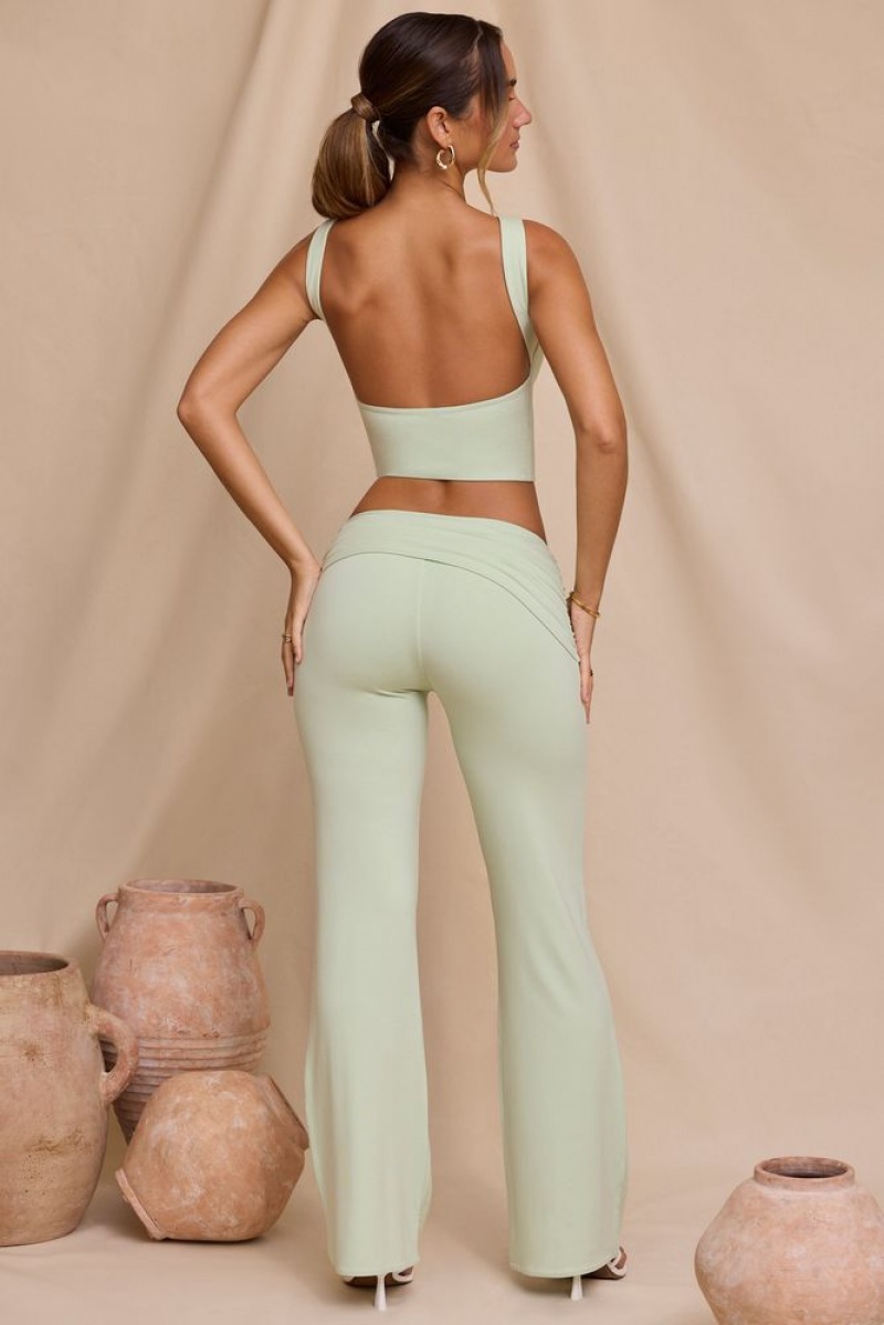 Light Sage Oh Polly Hollis Mid Rise Straight Leg Trousers | ACMU-58293