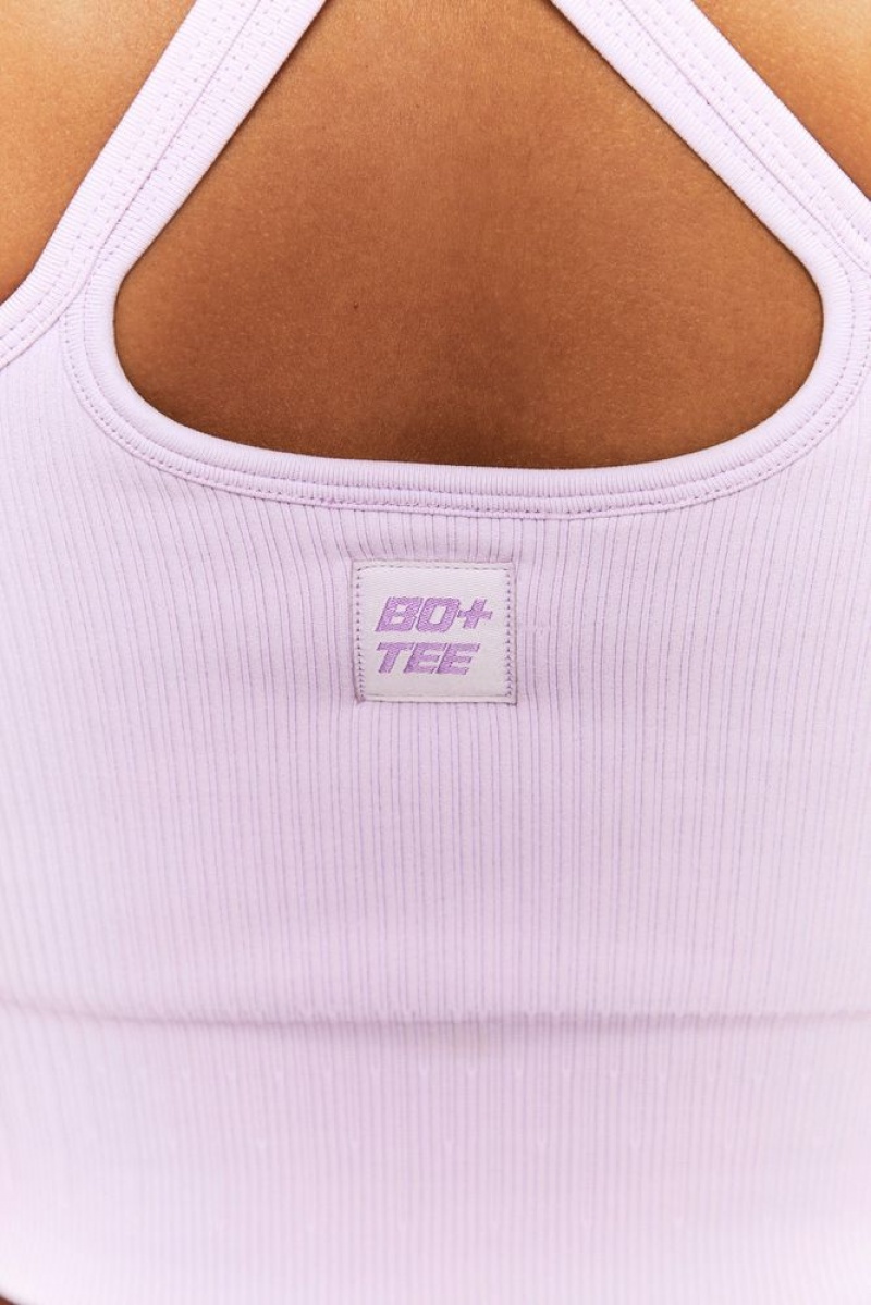 Lilac Oh Polly Feel Your Power Ribbed Racer Crop Top | EVGF-48639