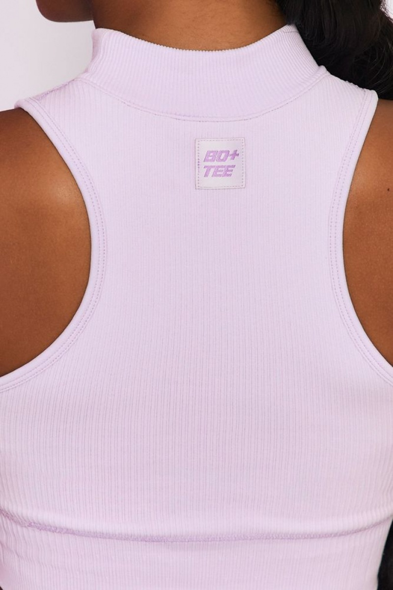 Lilac Oh Polly Miles Ahead Ribbed High Neck Crop Top | LQWE-96710