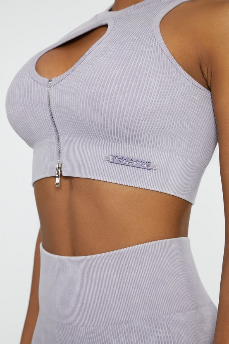 Lilac Oh Polly Relay Keyhole Zip Crop Top | KIER-27364