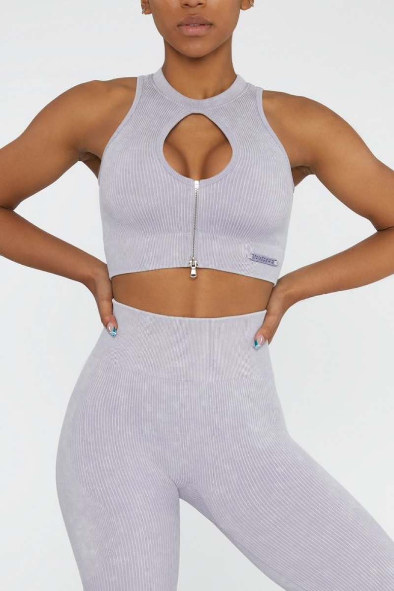 Lilac Oh Polly Relay Keyhole Zip Crop Top | KIER-27364