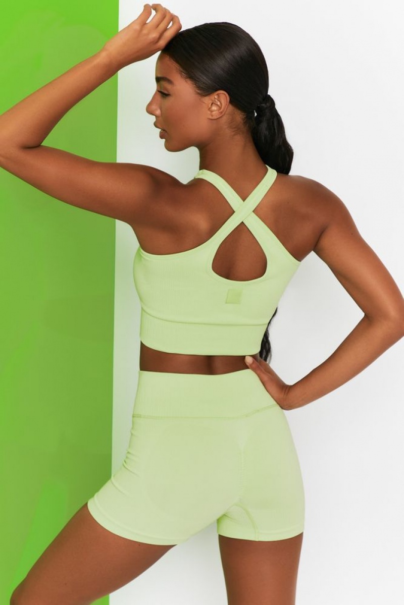 Lime Oh Polly Adapt Ribbed Halter Crop Top | ZAUB-46715