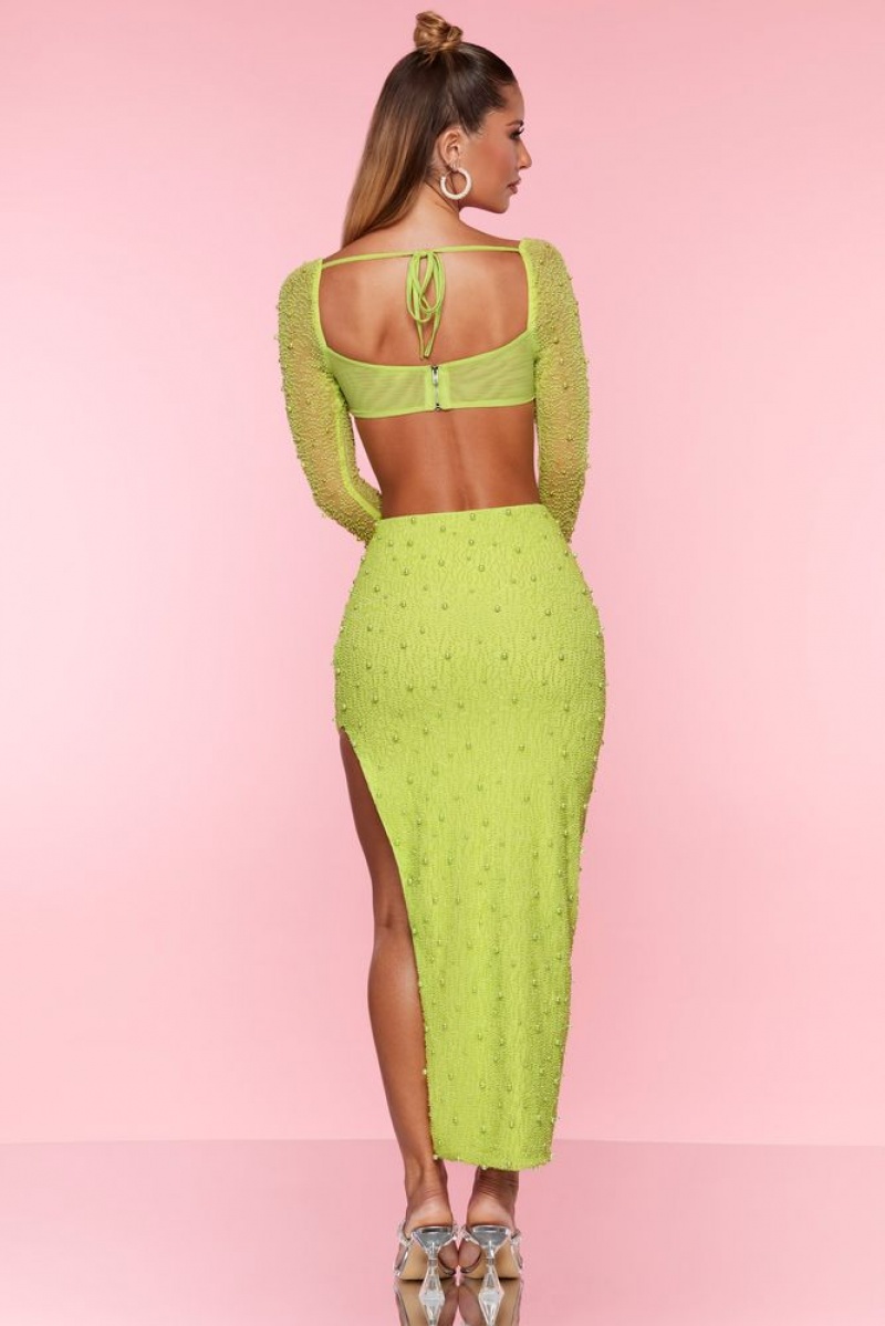 Lime Oh Polly Bordeaux Embellished Maxi Skirt | WNVA-25087