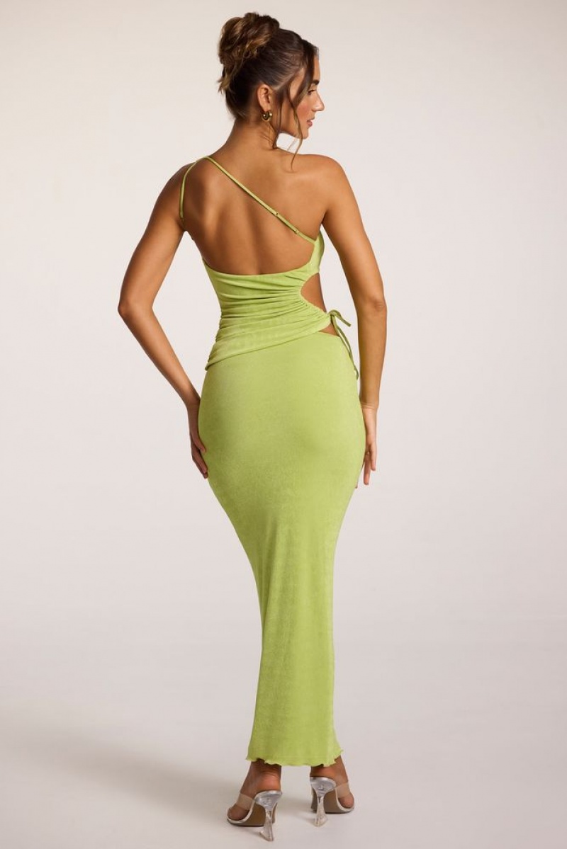 Lime Oh Polly Elena Textured Jersey Low-Rise Maxi Skirt | JKCW-50763