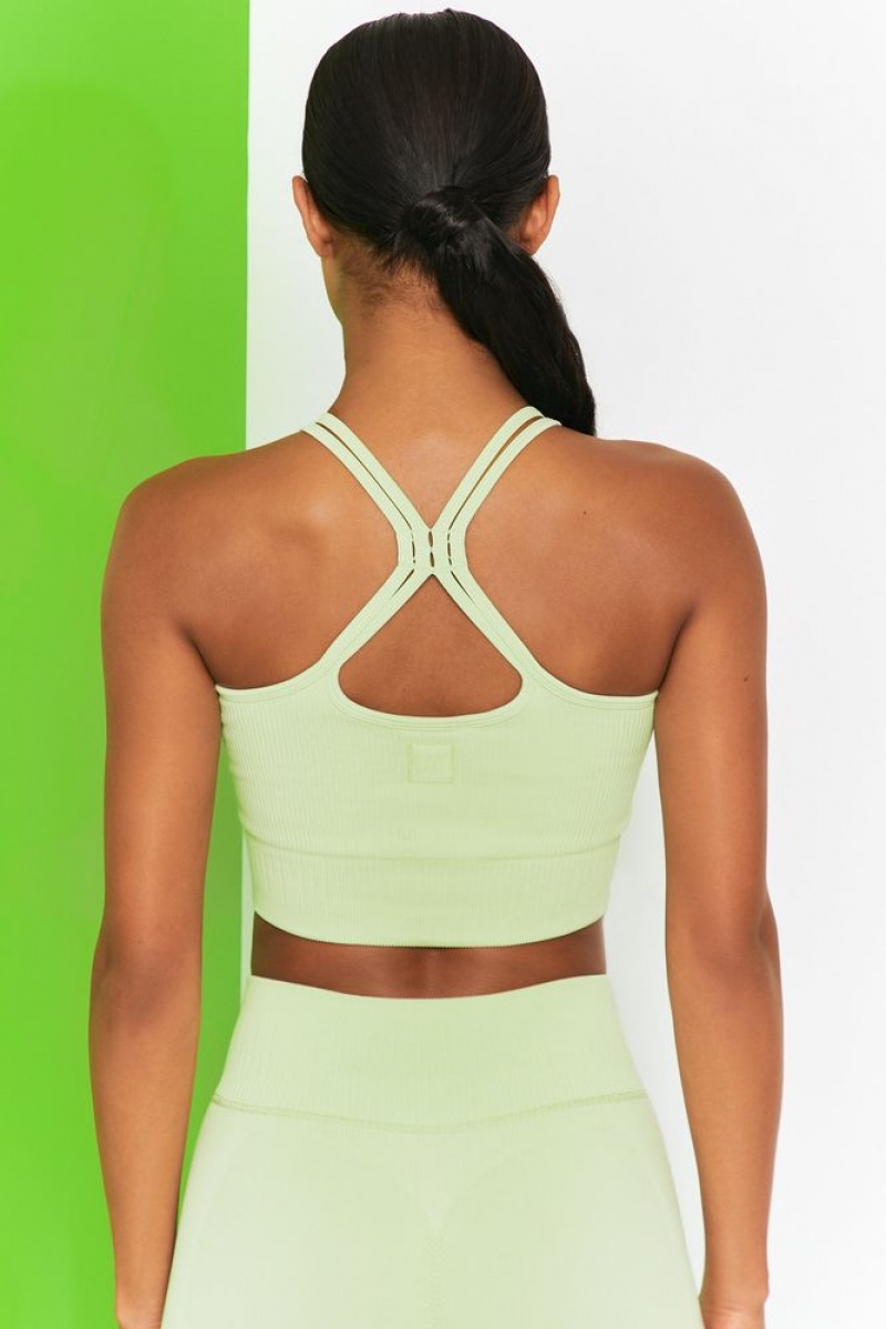 Lime Oh Polly Feel Your Power Ribbed Racer Crop Top | YCDW-03864