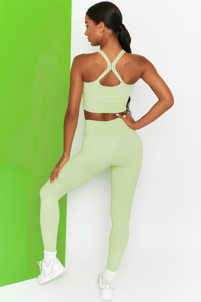 Lime Oh Polly Feel Your Power Ribbed Racer Crop Top | YCDW-03864