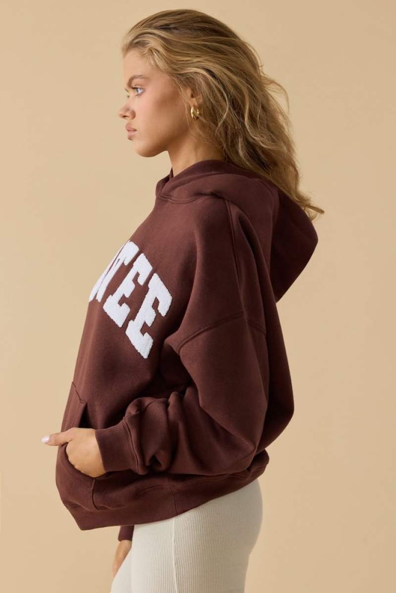 Mahogany Oh Polly Hero Oversized Hooded Sweatshirt | PBEZ-82564