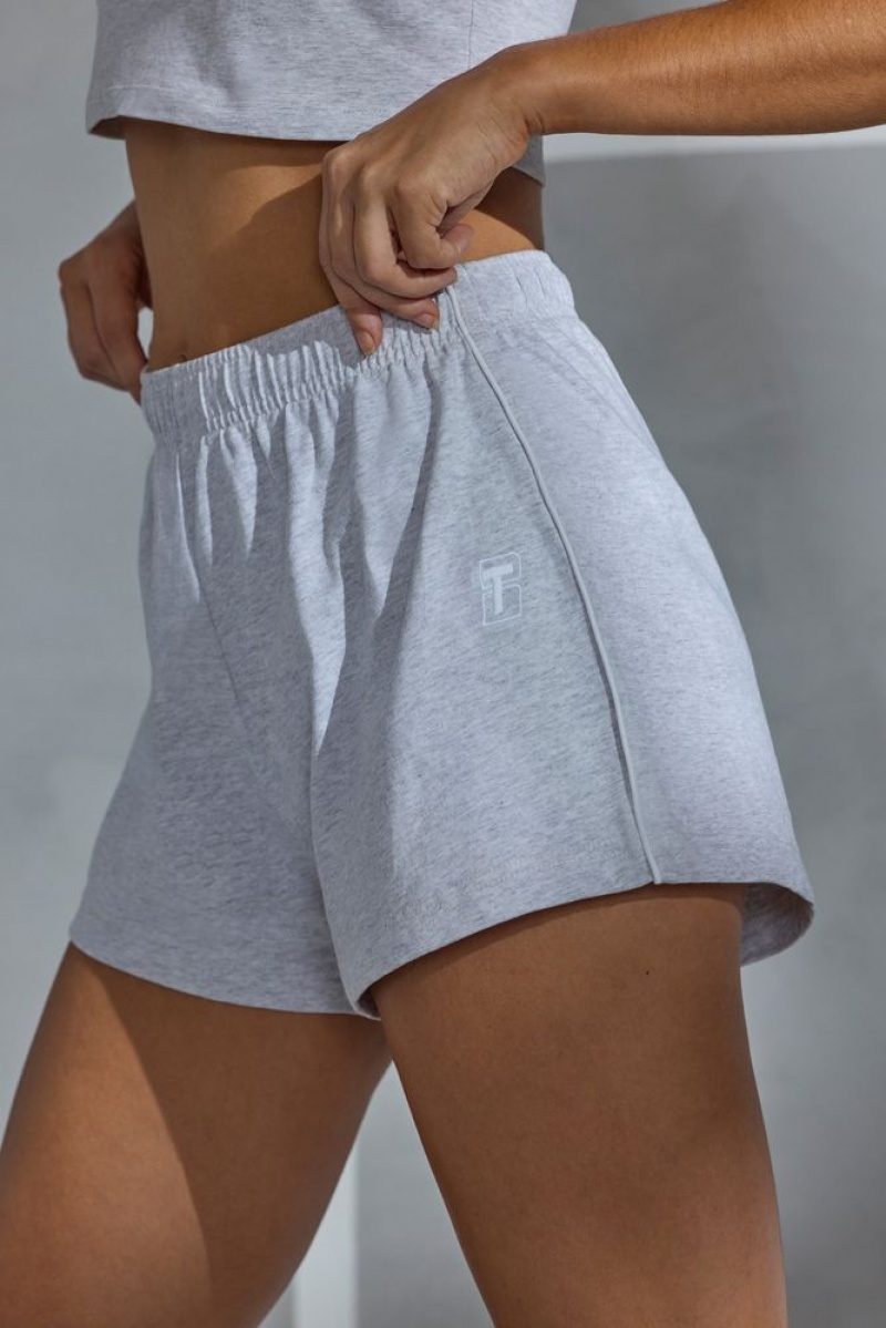 Marled Grey Oh Polly On Track Piped Detail Mini Sweat Shorts | YTRL-29078