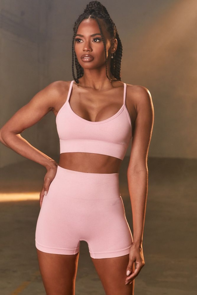 Mauve Pink Oh Polly Empower Seamless V Neck Sports Bra | VKEU-38097