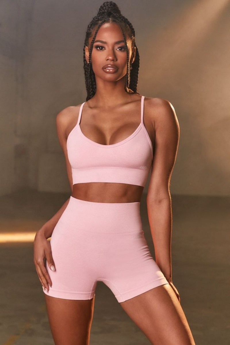 Mauve Pink Oh Polly Empower Seamless V Neck Sports Bra | VKEU-38097