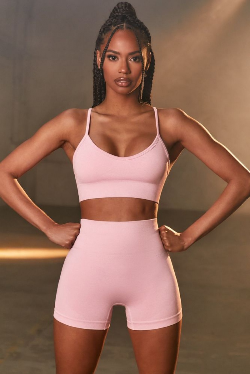 Mauve Pink Oh Polly Empower Seamless V Neck Sports Bra | VKEU-38097