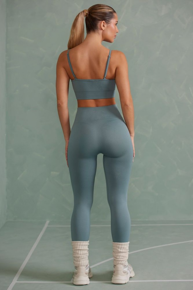 Mineral Green Oh Polly Vitality Petite Super Sculpt Full Length Leggings | GWJT-51796