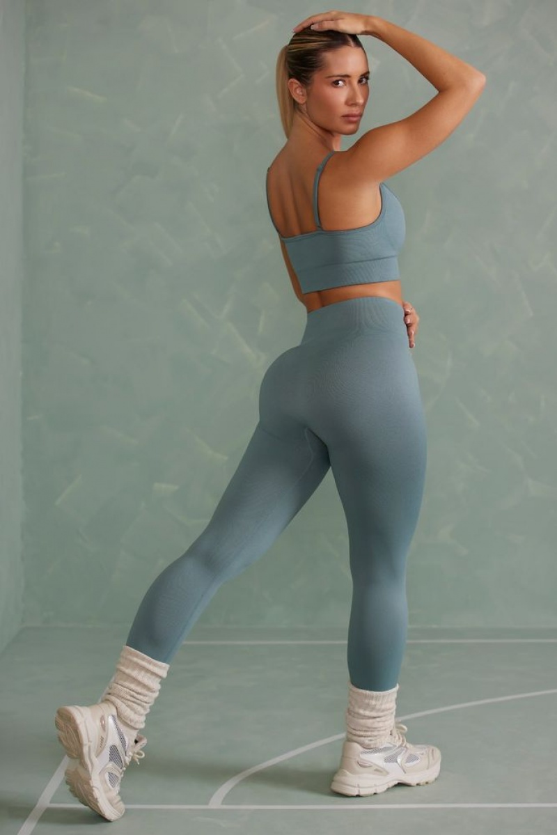 Mineral Green Oh Polly Vitality Petite Super Sculpt Full Length Leggings | GWJT-51796