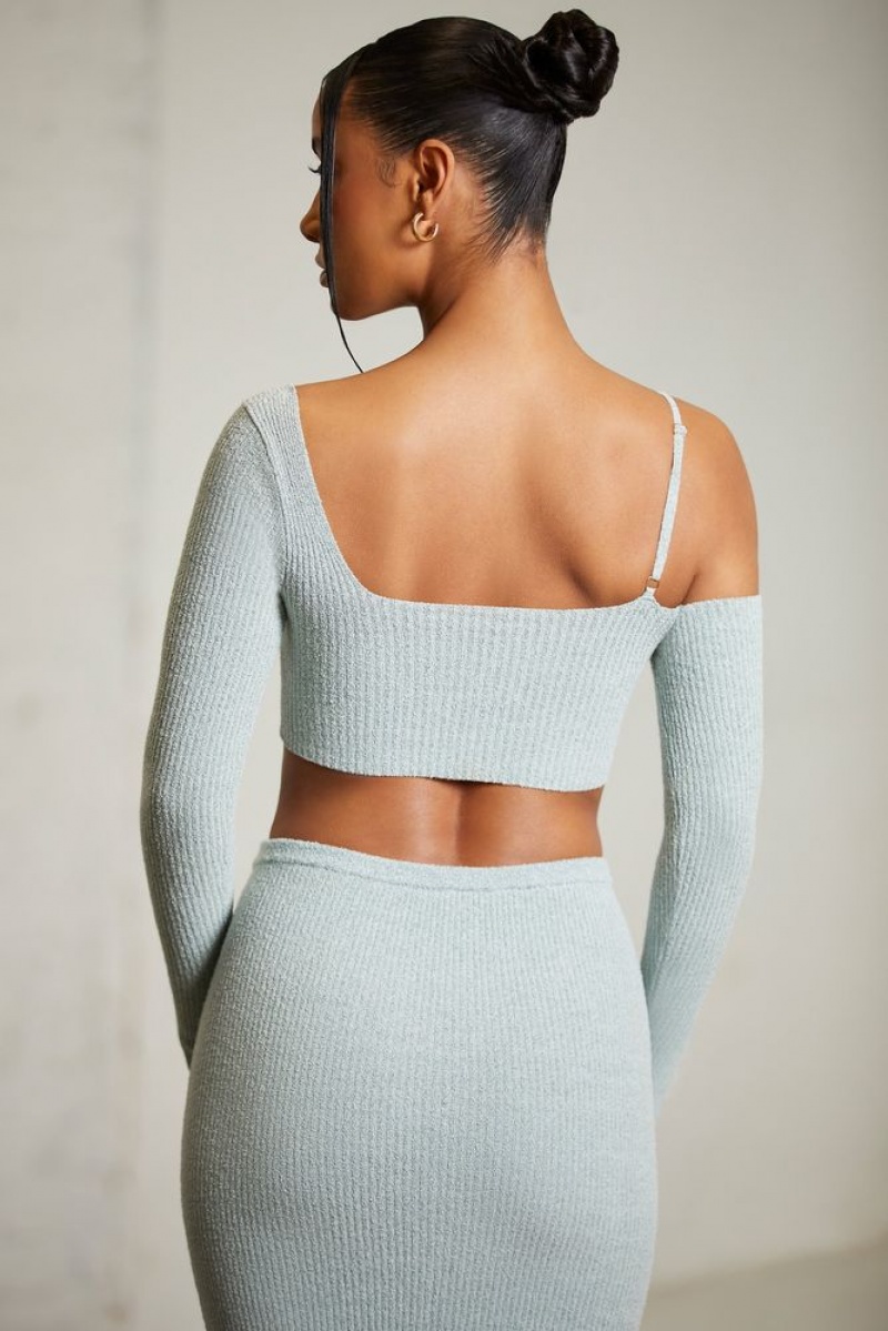 Mint Oh Polly Dagny Asymmetric Long Sleeve Crop Top | BORS-90271